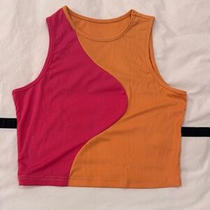 Colorblock Cropped Tank in Pink and Orange